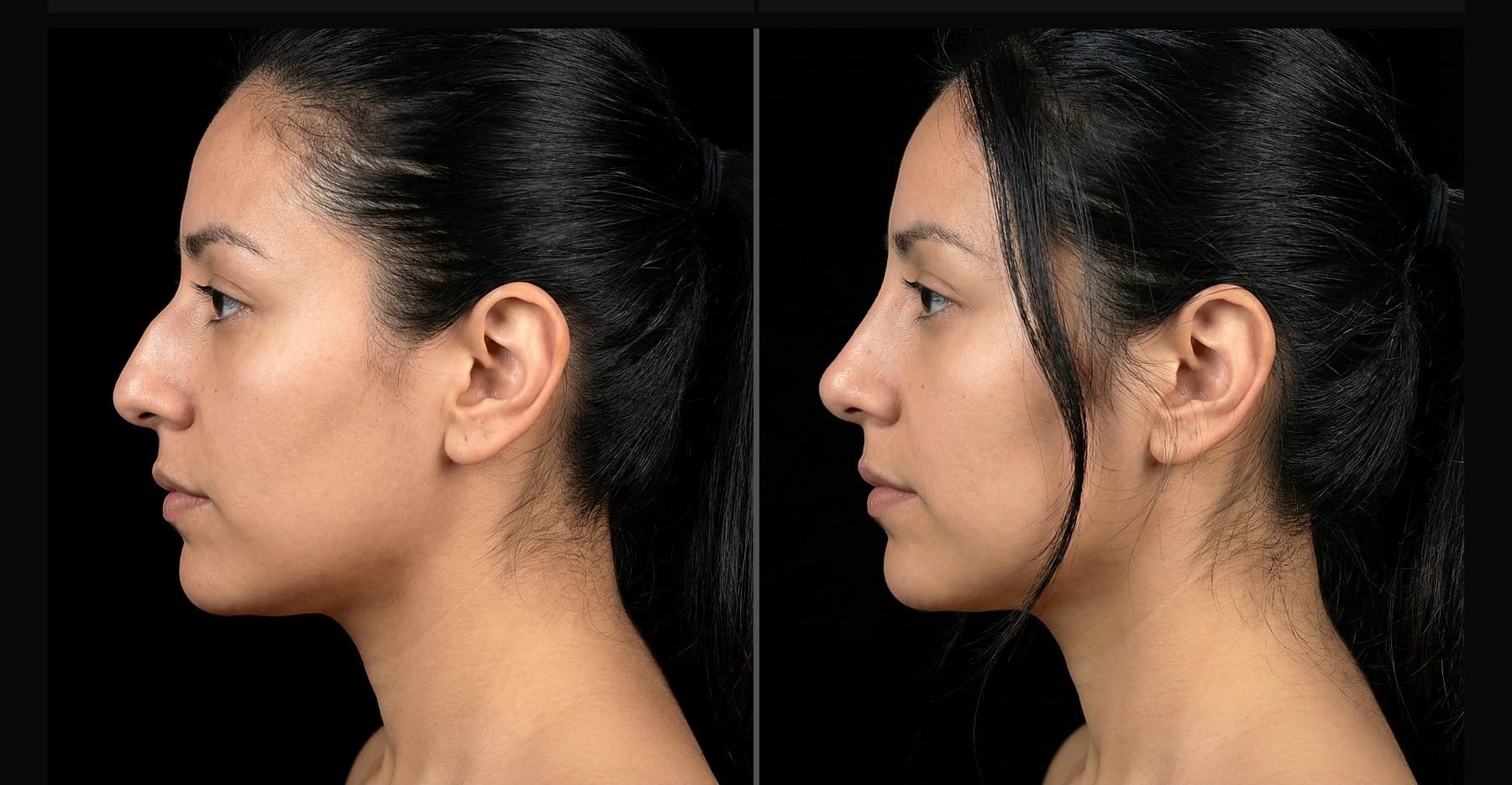 Rhinoplasty before and after — tip refinement